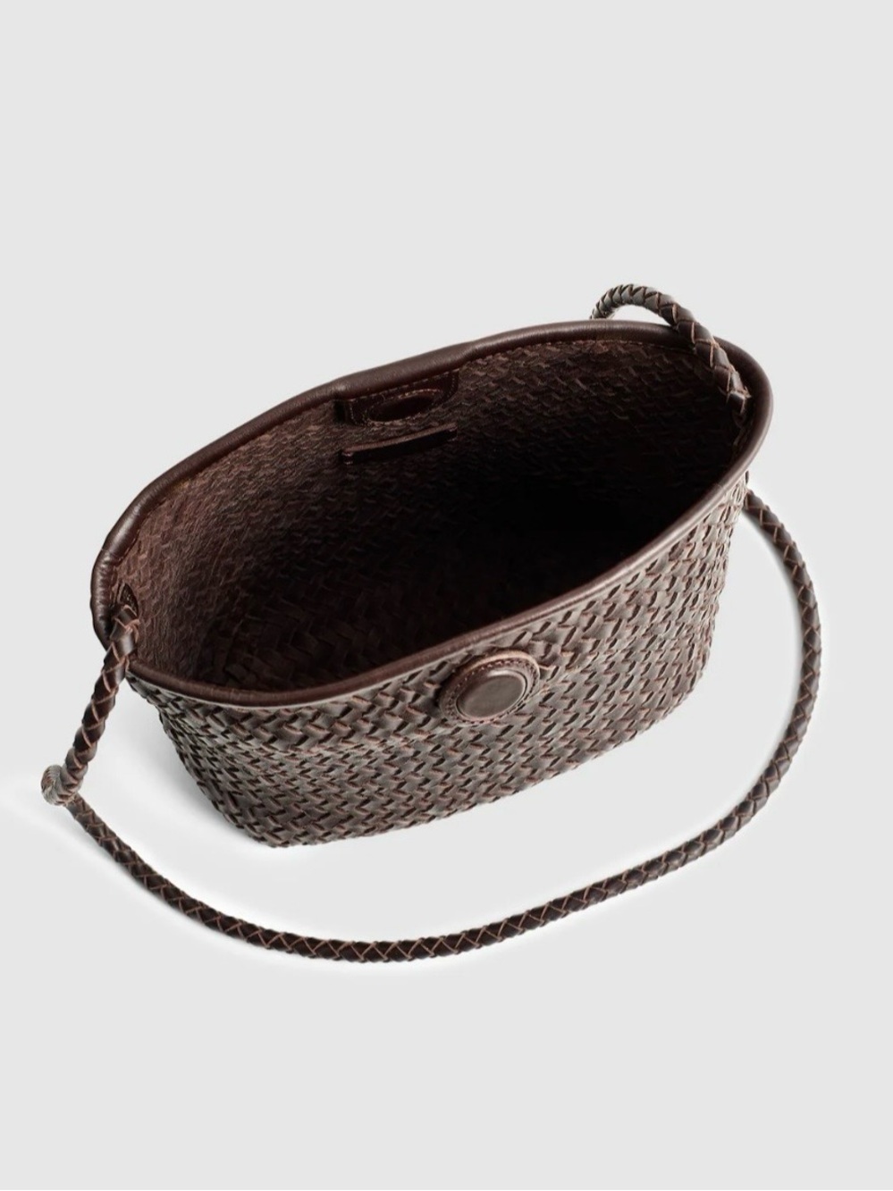 Madewell Signature Woven Leather Crossbody in Dark Chocolate Brown - Picture 2 of 4